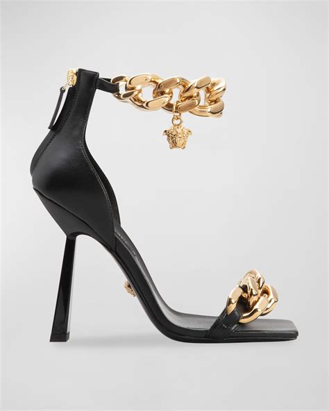 versace medusa sandals all white|Versace Medusa chain leather sandals.